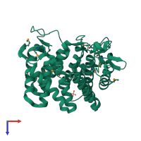 PDB entry 3k7x coloured by chain, top view.