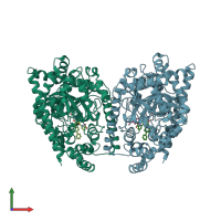 PDB entry 3k83 coloured by chain, front view.