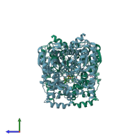 PDB entry 3k83 coloured by chain, side view.