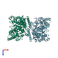 PDB entry 3k83 coloured by chain, top view.