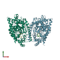 PDB entry 3k84 coloured by chain, front view.