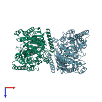 PDB entry 3k84 coloured by chain, top view.