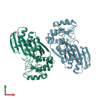 PDB entry 3k85 coloured by chain, front view.