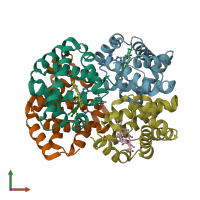 PDB entry 3k8b coloured by chain, front view.