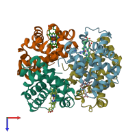 PDB entry 3k8b coloured by chain, top view.