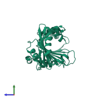 PDB entry 3k8i coloured by chain, side view.