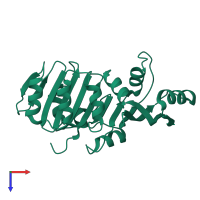 PDB entry 3k8j coloured by chain, top view.