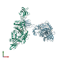 PDB entry 3k8k coloured by chain, front view.