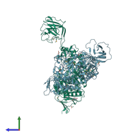 PDB entry 3k8k coloured by chain, side view.