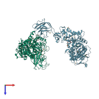 PDB entry 3k8k coloured by chain, top view.