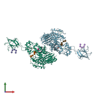 PDB entry 3k8l coloured by chain, front view.