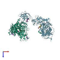 PDB entry 3k8m coloured by chain, top view.