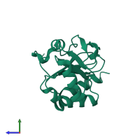 PDB entry 3k8n coloured by chain, side view.