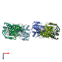 PDB entry 3k8o coloured by chain, top view.