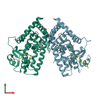 PDB entry 3k8s coloured by chain, front view.