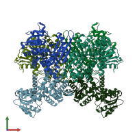 PDB entry 3k8z coloured by chain, front view.