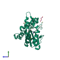 PDB entry 3k93 coloured by chain, side view.