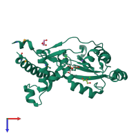 PDB entry 3k93 coloured by chain, top view.