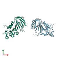 PDB entry 3k94 coloured by chain, front view.
