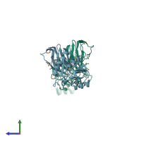 PDB entry 3k94 coloured by chain, side view.