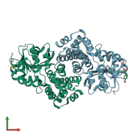 PDB entry 3k96 coloured by chain, front view.