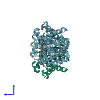 PDB entry 3k96 coloured by chain, side view.