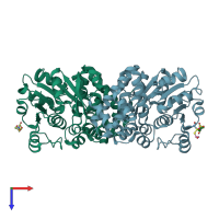 PDB entry 3k96 coloured by chain, top view.