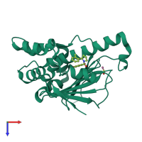 PDB entry 3k97 coloured by chain, top view.