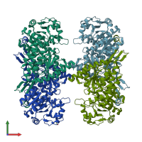PDB entry 3k9d coloured by chain, front view.
