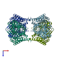 PDB entry 3k9d coloured by chain, top view.