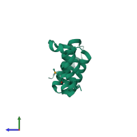 PDB entry 3k9i coloured by chain, side view.