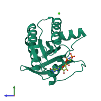 PDB entry 3k9n coloured by chain, side view.