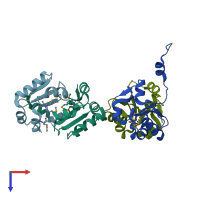 PDB entry 3k9r coloured by chain, top view.