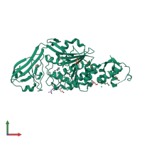 PDB entry 3k9t coloured by chain, front view.