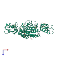 PDB entry 3k9t coloured by chain, top view.