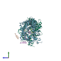 PDB entry 3k9v coloured by chain, side view.
