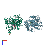 PDB entry 3k9v coloured by chain, top view.