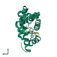 PDB entry 3k9z coloured by chain, side view.