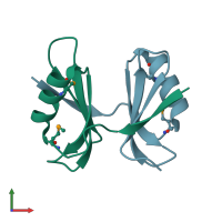 PDB entry 3ka5 coloured by chain, front view.