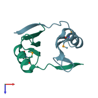 PDB entry 3ka5 coloured by chain, top view.
