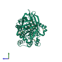 PDB entry 3ka7 coloured by chain, side view.