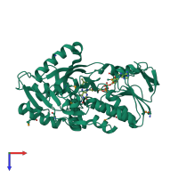 PDB entry 3ka7 coloured by chain, top view.