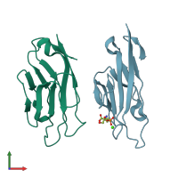 PDB entry 3kaa coloured by chain, front view.