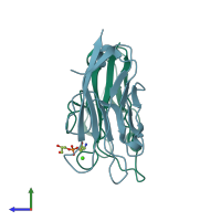 PDB entry 3kaa coloured by chain, side view.