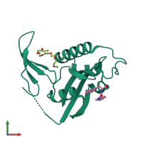 PDB entry 3kai coloured by chain, front view.