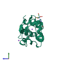 PDB entry 3kam coloured by chain, side view.