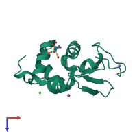 PDB entry 3kam coloured by chain, top view.