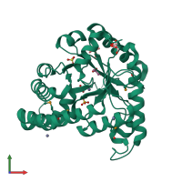 PDB entry 3kao coloured by chain, front view.