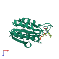 PDB entry 3kap coloured by chain, top view.