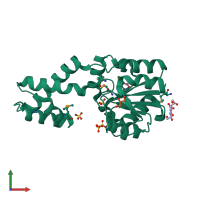 PDB entry 3kbb coloured by chain, front view.